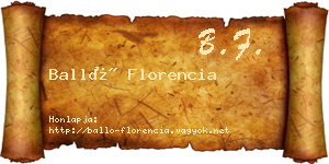 Balló Florencia névjegykártya